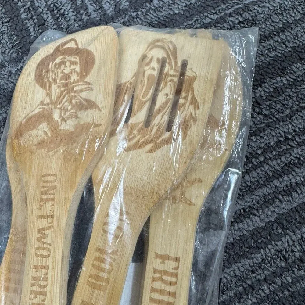 Horror Movie Wooden Spoon Set – Michael Myers, Jason, Freddy Krueger, Ghostface